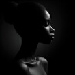 © JetHuynh - Black background Rim light a young black woman in profile photography, with the light shining on her face