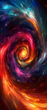 Colorful Abstract Vortex Spinning, Watercolor, Generative AI