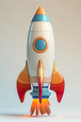 Wall Mural - 3D rocket rising, science startup space business concept