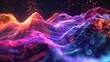 Capture the intricate dance of soundwaves in a side view illustration, using vibrant colors to represent the intensity and frequency Make the wavelengths come alive with a digital CG 3D rendering