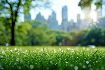 Wall Mural - Blurred background of green park with trees