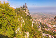 Aerial view of San Marino on a sunny autumn morning.