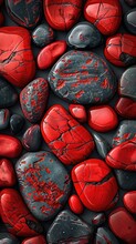 Red Pebbles, Abstract Wallpaper For A Mobile Phone Background, Illustration Made With Generative Ai