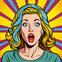Wall Mural - surprised-young-woman-with-open-mouth--comic-woman