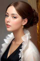 Oil painting of a beautiful noble and luxurious woman