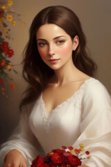 Poster - Oil painting of a beautiful noble and luxurious woman