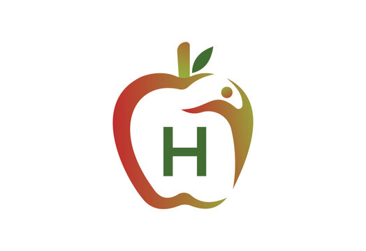 Apple Human with latter H logo template
