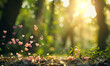 summer in nature with sunshine and bokeh hearts