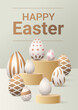 Happy Easter greeting card with eggs in pastel colors spring holiday celebration card vertical