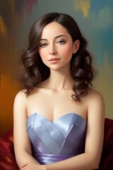 Canvas Print - Oil painting of a beautiful woman