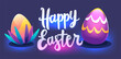 Happy Easter greeting card with colorful eggs spring holiday celebration card horizontal