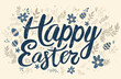 Happy Easter greeting card with colorful eggs and flowers spring holiday celebration banner horizontal