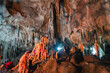beatiful of Stalactite and Stalagmite in Tham Lay Khao Kob Cave in Trang, thailand.