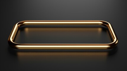 front view of long golden rounded corner rectagular frame