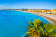 Beautiful azur turquoise water of Mediterranean sea in Nice, French riviera, France. Beautiful cote d'Azur. 