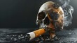Deadly Risk of Smoking D of Cigarette Butt Transforming into Skull Symbol Generative ai