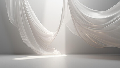 Wall Mural - elegant, overlapping transparent fabrics swing in the room
