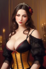 Poster - Oil painting portrait of an extremely beautiful sexy seductive and attractive aristocratic woman