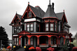 Victorian Gothic Style House (Color Pop) - Originated in the United Kingdom in the mid-19th century, characterized by a pointed arch, steep pitched roof, and decorative details