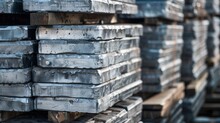 Close Up Of Metal Bars Stacked On Pallet