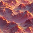 A 3D rendered seamless pattern of mountains basking in the warm glow of a sunset. Seamless Pattern, Fabric Pattern, Tumbler Wrap, Mug Wrap.