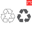 Recycle line and glyph icon, ecology and bio, reuse vector icon, vector graphics, editable stroke outline sign, eps 10.
