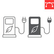 Eco fuel line and glyph icon, ecology and eco station, electric power station vector icon, vector graphics, editable stroke outline sign, eps 10.
