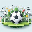 soccer decoration poster in paper cute style,