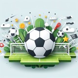 Fototapeta Nowy Jork - soccer decoration poster in paper cute style,