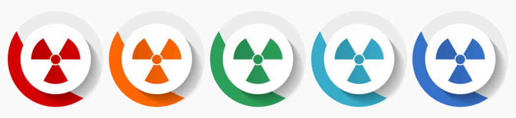 Aufkleber - Radiation vector icon set, flat icons for logo design, webdesign and mobile applications, colorful round buttons