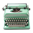 Vintage green typewriter on a transparent background