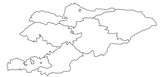 Fototapeta Dmuchawce - Outline of the map of Kyrgyzstan with regions