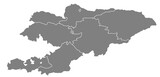 Fototapeta Dmuchawce - Outline of the map of Kyrgyzstan with regions