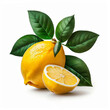 Lemon fruits on a white background. Generative AI,