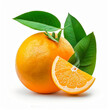 Orange fruits on a white background. Generative AI,