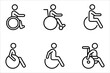 Disabled vector icon set, wheelchair symbol. Modern, simple flat vector illustration on white background