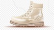 solated cream color gumboot shoes on transparent background.