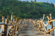 View of Ong Cop bridge or Tiger wooden bridge, Vietnam's longest wooden bridge in Chi Thanh district, Phu Yen province, Vietnam