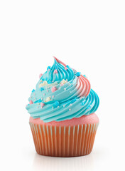 Wall Mural - Cupcake isolate on white background. Generative AI,