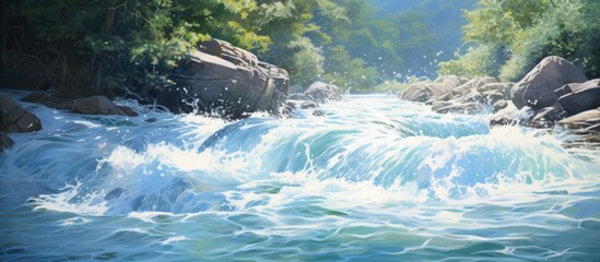 Wall Mural - River flowing through forest