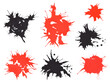 Abstract Red Black watercolor splashes on a white background.