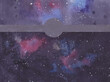 Hand painted watercolor Galaxy background, starry sky, night sky