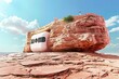 A hidden research facility, disguised as a natural rock formation, studies the symbiotic relationship between technology and nature