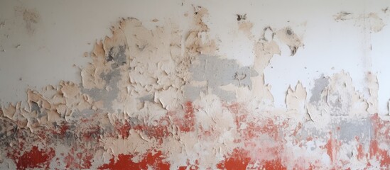 Poster - A weathered wall with peeling paint in turquoise color