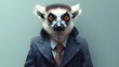A lemur dressed to impress in a snazzy suit with tie. Concept Animal Fashion, Dressed Up Lemur, Stylish Suit, Adorable Animal, Formal Attire