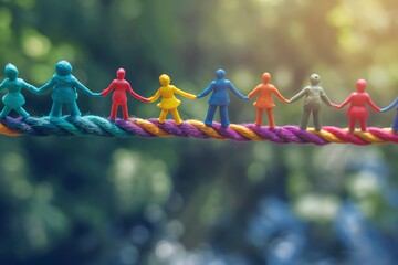 Team rope diverse strength connect partnership together teamwork unity communicate support