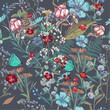 Fashion province vector hand drawn pattern with flowers and herbs