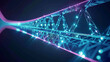 A low poly neon bridge stretching across a digital divide, its glowing path representing the connections forged by futuristic communication technologies.