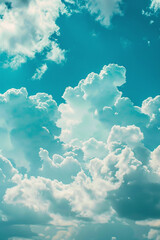 Sticker - Fresh Blue Sky and White Clouds Realistic Painting style Illustration