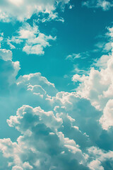 Poster - Fresh Blue Sky and White Clouds Realistic Painting style Illustration